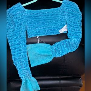 Hervè Lèger Puckered Puff Shoulder Top